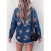 image:imageSidefeel Denim Shirt Women Button Down Printed Jean TopDark Blue