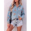 image:imageSidefeel Denim Shirt Women Button Down Printed Jean TopLight Blue