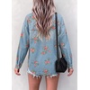image:imageSidefeel Denim Shirt Women Button Down Printed Jean TopLight Blue