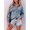 image:imageSidefeel Denim Shirt Women Button Down Printed Jean TopSky Blue