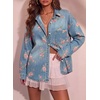 image:imageSidefeel Denim Shirt Women Button Down Printed Jean TopSky Blue
