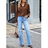 image:imageSidefeel Womens Fall Ruffle Corduroy Button Down ShirtsCoffee
