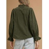 image:imageSidefeel Womens Fall Ruffle Corduroy Button Down ShirtsGreen