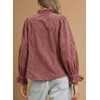 image:imageSidefeel Womens Fall Ruffle Corduroy Button Down ShirtsMineral Red