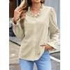 image:imageSidefeel Womens Fall Ruffle Corduroy Button Down ShirtsWhite