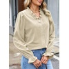 image:imageSidefeel Womens Fall Ruffle Corduroy Button Down ShirtsWhite