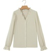 image:imageSidefeel Womens Fall Ruffle Corduroy Button Down ShirtsWhite