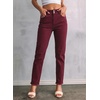 image:imageSidefeel Womens High Waisted Raw Hem Straight Leg JeansBurgundy