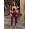 image:imageSidefeel Womens High Waisted Raw Hem Straight Leg JeansBurgundy