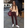 image:imageSidefeel Womens High Waisted Raw Hem Straight Leg JeansChicory Coffee