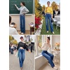 image:imageSidefeel Womens High Waisted Straight Leg Stretch JeansDark Blue