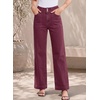 image:imageSidefeel Womens High Waisted Stretchy Straight Leg JeansBurgundy