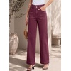 image:imageSidefeel Womens High Waisted Stretchy Straight Leg JeansBurgundy