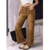 image:imageSidefeel Womens Straight Leg Floral Embroidered JeansBrown