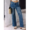 image:imageSidefeel Womens Straight Leg Floral Embroidered JeansDark Blue