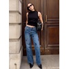 image:imageSidefeel Womens Straight Leg Floral Embroidered JeansDark Blue