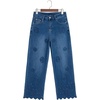 image:imageSidefeel Womens Straight Leg Floral Embroidered JeansDark Blue
