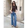 image:imageSidefeel Womens Straight Leg Floral Embroidered JeansLight Blue
