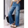 image:imageSidefeel Womens Straight Leg Floral Embroidered JeansLight Blue