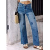 image:imageSidefeel Womens Straight Leg Floral Embroidered JeansLight Blue