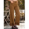 image:imageSidefeel Womens Wide Leg Embroidered Jeans Stretchy Denim PantsBrown