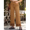 image:imageSidefeel Womens Wide Leg Embroidered Jeans Stretchy Denim PantsBrown