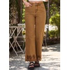 image:imageSidefeel Womens Wide Leg Embroidered Jeans Stretchy Denim PantsBrown