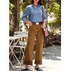 image:imageSidefeel Womens Wide Leg Embroidered Jeans Stretchy Denim PantsBrown