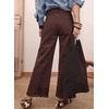 image:imageSidefeel Womens Wide Leg Embroidered Jeans Stretchy Denim PantsChicory Coffee