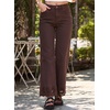 image:imageSidefeel Womens Wide Leg Embroidered Jeans Stretchy Denim PantsChicory Coffee
