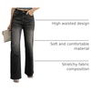 image:imageSidefeel Womens Wide Leg Jeans High Waisted Straight Denim PantsBlack
