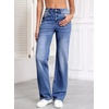 image:imageSidefeel Womens Wide Leg Jeans High Waisted Straight Denim PantsDark Blue