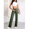 image:imageSidefeel Womens Wide Leg Jeans High Waisted Straight Denim PantsGreen