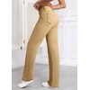 image:imageSidefeel Womens Wide Leg Jeans High Waisted Straight Denim PantsKhaki