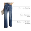 image:imageSidefeel Womens Wide Leg Jeans High Waisted Straight Denim PantsReal Teal