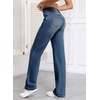 image:imageSidefeel Womens Wide Leg Jeans High Waisted Straight Denim PantsReal Teal