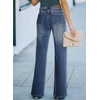 image:imageSidefeel Womens Wide Leg Jeans High Waisted Straight Denim PantsReal Teal