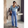 image:imageSidefeel Womens Wide Leg Jeans High Waisted Stretchy Jeans Denim PantsBlue
