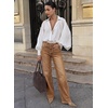 image:imageSidefeel Womens Wide Leg Jeans High Waisted Stretchy Jeans Denim PantsBrown