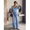 image:imageSidefeel Womens Wide Leg Jeans High Waisted Stretchy Jeans Denim PantsLight Blue