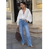 image:imageSidefeel Womens Wide Leg Jeans High Waisted Stretchy Jeans Denim PantsLight Blue