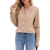 image:imageSidefeel Corduroy Button Down Shirts for Women Long Sleeve TopsBeige