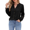 image:imageSidefeel Corduroy Button Down Shirts for Women Long Sleeve TopsBlack