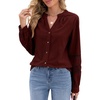 image:imageSidefeel Corduroy Button Down Shirts for Women Long Sleeve TopsBurgundy