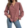 image:imageSidefeel Womens Fall Ruffle Corduroy Button Down ShirtsMineral Red