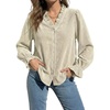 image:imageSidefeel Womens Fall Ruffle Corduroy Button Down ShirtsWhite
