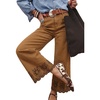 image:imageSidefeel Womens Wide Leg Embroidered Jeans Stretchy Denim PantsBrown
