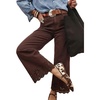 image:imageSidefeel Womens Wide Leg Embroidered Jeans Stretchy Denim PantsChicory Coffee