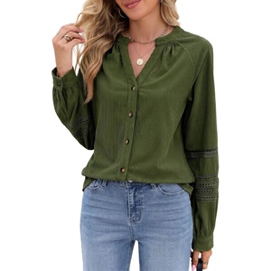 image:imageSidefeel Corduroy Button Down Shirts for Women Long Sleeve TopsGreen