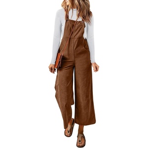 image:imageSidefeel Overalls for Women Casual Dressy Corduroy JumpsuitsBrown